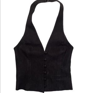 Zara Black Linen Blend Halter Vest